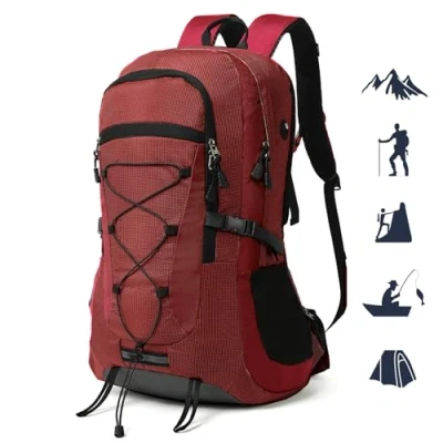 Abbildung von TAN.TOMI Wanderrucksack Herren Damen Rucksack Groß 45l Leicht Trekkingrucksack mit Vielen FäChern, Atmungsaktiver RüCkenpolsterung, Geeignet füR trekking, Bergsteigen, Rot