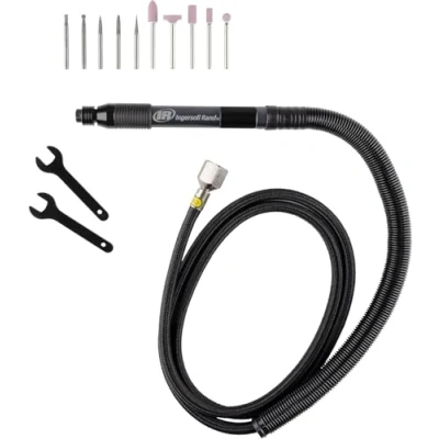 Abbildung von Ingersoll Rand Stiftschleifer Set 320PGK, Multifunktionswerkzeug zum Schleifen, Endreinigen und Polieren, inkl. 5 Schleifstifte, Hartmetallfräser Hartschalenkoffer