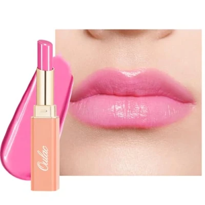 Abbildung von Oulac Lippenstift und Lip Balm, Rosa Lippenpflege Lippenstift, Pflegend, Saftig Glänzend, Lang Anhaltende Feuchtigkeit Glanz für Trockene Rissige Lippen, Vegan (06) She Pop