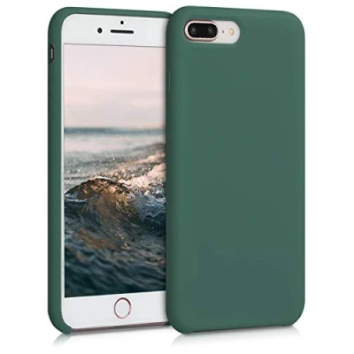Abbildung von kwmobile Hülle kompatibel mit Apple iPhone 7 Plus/iPhone 8 Plus Silikon Handy Case Handyhülle weiche Oberfläche kabelloses Laden Tannengrün