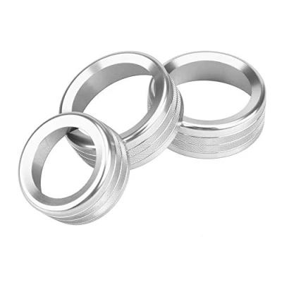 Abbildung von KSTE Klimaanlage Knopf Abdeckung, 3Pcs Auto Zink Legierung Kreis Abdeckungs for a l f Romeo Gi ul ia Stelvio (Silber)