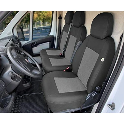 Abbildung von Sitzbezüge Tailor Made passgenau geeignet für Ducato IV, Jumper III, Boxer III ab 2014 ideale anppasung schwarz maßgefertigt polstermaterial