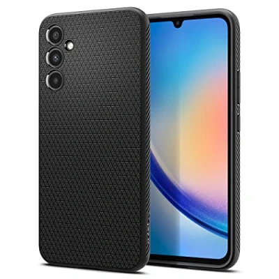 Abbildung von Samsung Galaxy A34 (5G) Hülle Silikon Spigen Soft Case/Backcover Handyhülle Schwarz Shockproof/Stoßfest