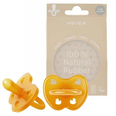 Abbildung von HEVEA Naturkautschuk Schnuller SYMMETRISCH, 3 36 Monate Hygienisches Einteiliges Design für Neugeborene bis Kleinkinder, BPA frei, Weich &amp; Langlebig Zweierpack (Natürlich)