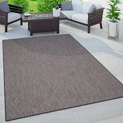 Abbildung von Paco Home In &amp; Outdoor Teppich Modern, Einfarbig Meliert, Wetterfest, Pflegeleicht, Robust Strapazierfähig für Balkon, Garten, Terrasse Küche, Grösse:200x280 cm, Farbe:Anthrazit