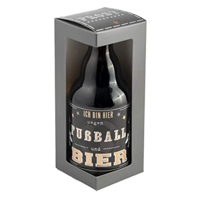 Abbildung von Jack&#039;s Bierflasche Fußball&#039;&#039;Ich bin hier wegen Fußball und Bier&#039;&#039; mit Geschenkverpackung 0, 33 l/Männergeschenk/Zum Geburtstag/Party/Fußball