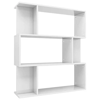 Abbildung von vidaXL Bücherregal Raumteiler 3 große 6 kleine Fächer Standregal Aktenregal Büroregal Raumtrenner Wandregal Regal Hochglanz Weiß 80x24x96cm