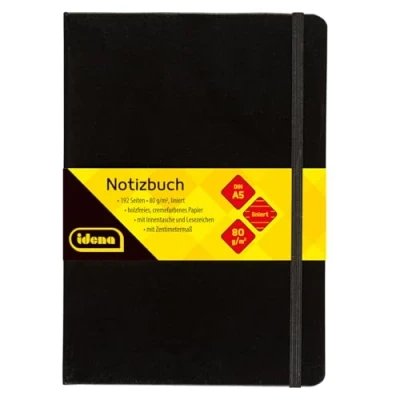 Abbildung von Idena Notizbuch 209284 DIN A5 liniert, Papier cremefarben, 192 Seite