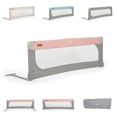 Abbildung von Cangaroo Bettschutzgitter Leinen 130 cm Bettgitter Rausfallschutz Front klappbar, Farbe:rosa