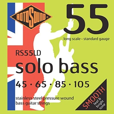 Abbildung von Rotosound Edelstahlsaiten für E Bass, gewalzte Wicklung, Standardstärke 45 65 85 105