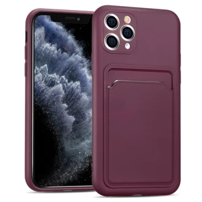 Abbildung von CoolGadget Card Case für iPhone 11 Pro Max, TPU Schutzhülle mit Kartenfach und erhöhtem Kantenschutz, Lila