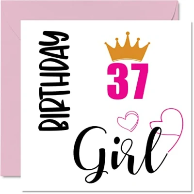Abbildung von Geburtstagskarte zum 37. Geburtstag für Frauen Happy Karten 37 Jahre alte Frau Tochter Schwester Tante Cousin Freund Nichte, 145 mm x Grußkarten Geschenk