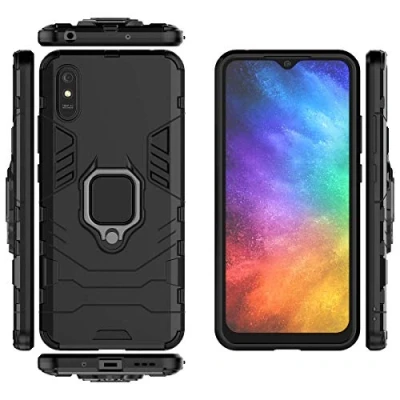 Abbildung von QiongniAN hülle für Redmi 9AT Schutzhülle,Hülle Xiaomi 9A M2006C3LC M2006C3LG / M2006C3LVG 9i M2006C3LII drehbare Ringhalterhülle Case Black