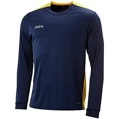 Abbildung von Mitre Herren Charge Langärmliges Fußball Shirt Match Day, Smaragd/Weiß, Small/34 36 Inch