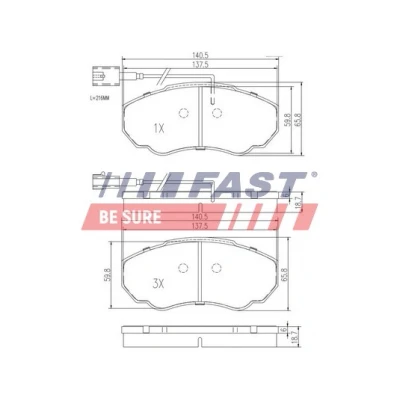 Abbildung von FAST FT29107 Bremsbelagsatz Vorderachse mit integriertem Verschleißsensor FIAT: Ducato II Pritsche/Fahrgestell, Kastenwagen, Bus