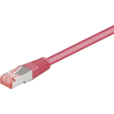 Abbildung von Goobay RJ45 Netzwerk Anschlusskabel CAT 6 S/FTP 1.00 m Magenta Flammwidrig, mit Rastnasenschutz