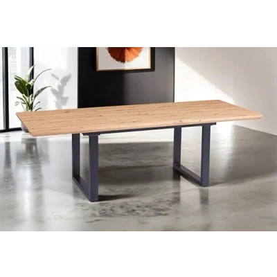 Abbildung von SAM Esstisch 180x90 cm Bird, MDF Tischplatte mit Eiche Optik, Ausziehtisch, Schweizer Kante, Tischbeine in U Form, Schmetterlingsauszug (2X 40 Platten), ausziehbarer Esszimmertisch auf 260