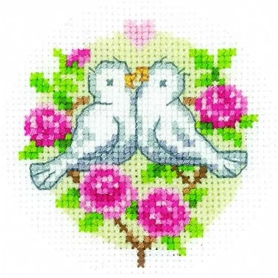Abbildung von Vervaco Kreuzstich Set, Zählmusterpackung, Motiv Karten, Love Birds