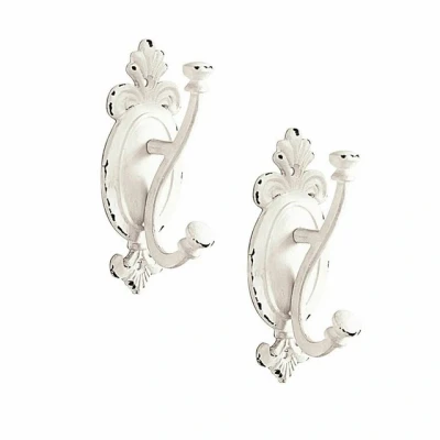 Abbildung von Loberon Haken 2er Set Tede, Verspielter Landhaus Stil, Nostalgischer Charme, Ästhetisches Antik Finish, Wandhaken, Garderobe, Gusseisen, antikweiß