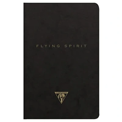 Abbildung von Clairefontaine 102586C Heft Flying Spirit liniert 9x14 cm, 48 Blatt, Velinpapier elfenbein 90g, Fadenbindung, mit Klappe, Schwarz, in Retro Designs sortiert, 1 Stück