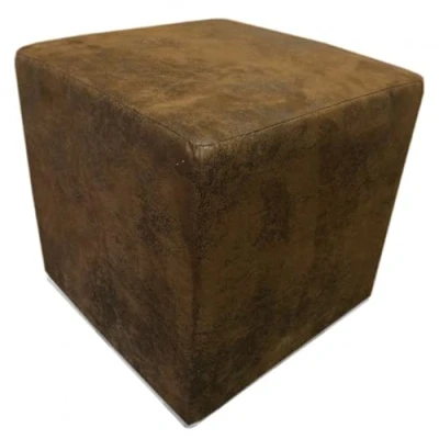 Abbildung von Kubus I Sitzwürfel Hocker Kunstleder Sitzhocker 45x45x45 cm Wildlederoptik braun