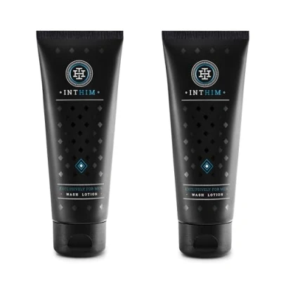 Abbildung von IntHim Antibakterielle Intim Waschlotion Herren pH Hautneutrale Intimpflege Männer bei Juckreiz, trockener Haut &amp; Ideal nach dem Sport (2 x 200ml)