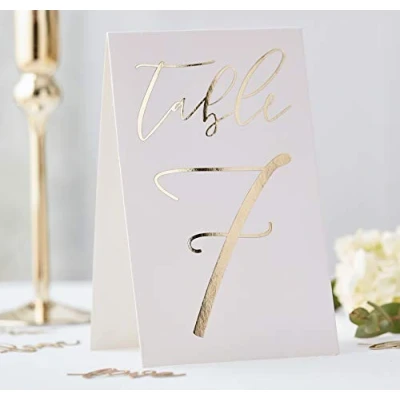 Abbildung von Ginger Ray Tischnummern für Hochzeiten, 112 Dekorationen, goldfarben, 12 Stück