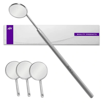 Abbildung von Dentalspiegel Frontfläche mit 3 Stk. Spiegelkopf austauschbar Top Mundspiegel Zahnarzt Gr. 5 Einfach zu vergrößernder Wimpernspiegel aus Edelstahl für die Wimpernverlängerung