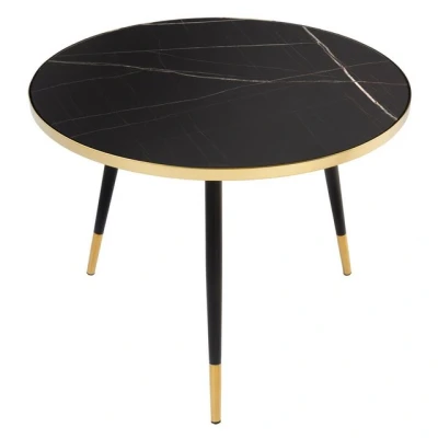 Abbildung von Riess Ambiente Retro Couchtisch Paris 60cm anthrazit Kristallglas mit Marmor Dekor Beistelltisch Wohnzimmertisch Tisch