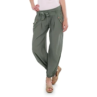 Abbildung von malito more than fashion Haremshose 3418 Aladinhose Sommerhose mit elastischem Bund &amp; Bindegürtel Einheitsgröße