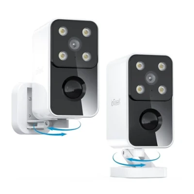 Abbildung von ieGeek 180 Überwachungskamera Aussen Akku, Kabellos Innen mit PIR Bewegungserkennung, Farbige Nachtsicht, Zwei Wege Audio, 2.4GHz WLAN, Alexa, IP65, Weiß, 2Pcs