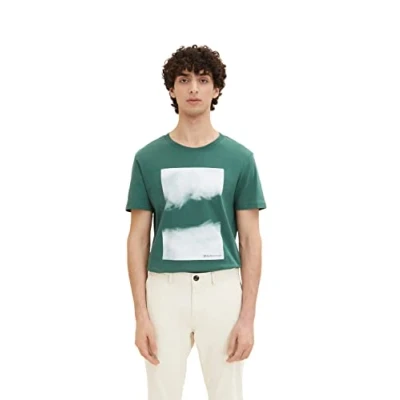 Abbildung von TOM TAILOR Denim Herren T Shirt mit Fotoprint 1033921, 30024 Explorer Green, L