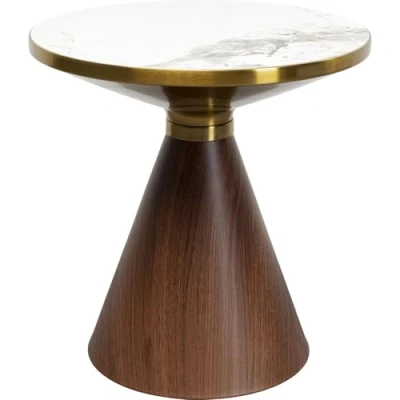Abbildung von Kare Design Beistelltisch Cono Keramik, Braun, 50cm Durchmesser, Marmor Ablage, Hochwertiges Design, Kaffeetisch, Couchtisch, Wohnzimmertisch, Rund, Tischplatte Stein, 52x50x50 cm (H/B/T)