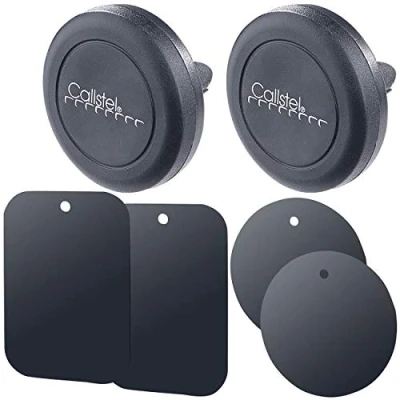 Abbildung von Callstel Handyhalter Magnet: 2er Set Mini Kfz Smartphone Halterungen für Lüftungsgitter (Handy Magnethalter, Handy Magnet, Handyhalterung Pkw)