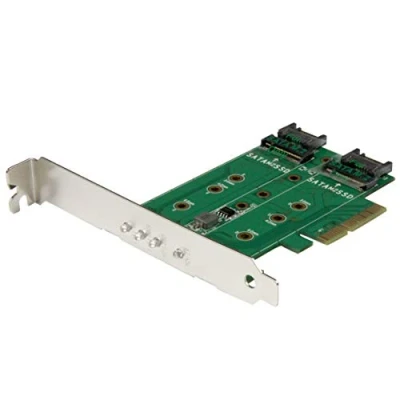 Abbildung von StarTech.com 3 Port M.2 SSD (NGFF) Adapterkarte 1x PCIe (NVMe) M.2, 2x SATA III 3.0 PCI Express NGFF Karte
