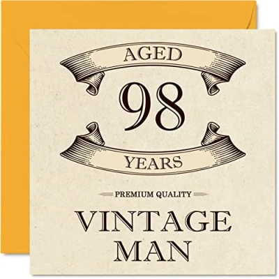 Abbildung von Geburtstagskarte zum 98. Geburtstag für Männer im Alter von 98 Jahren lustige Opa, Vater, Ehemann, Onkel, Bruder, Großvater, 145 mm x Grußkarten,