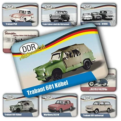 Abbildung von AV Andrea Verlag DDR Ostalgie Magnet, Kühlschrankmagnet mit Spruch für die Magnetwand oder Magnettafel der Fans Ostprodukte Ost Produkte und Ostalgiker (DDR Magnet: Trabant 601 Kübel )