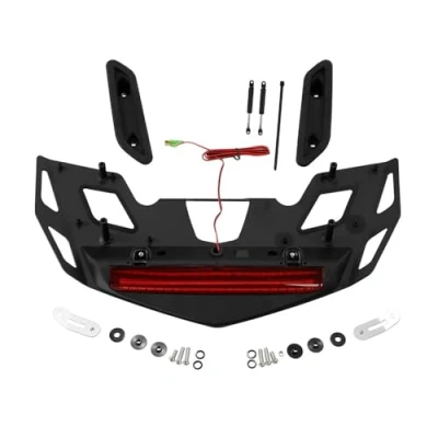 Abbildung von Hinterer Gepäckträger Motorrad Kofferraum Gepäckregal LED Licht Für Goldwing 1800 GL1800 2021 2023 2022 Mattschwarz/Chrom