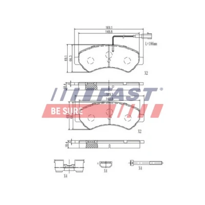 Abbildung von FAST FT29158 Bremsbelagsatz Vorderachse mit integriertem Verschleißsensor FIAT: Ducato III Kastenwagen, Bus