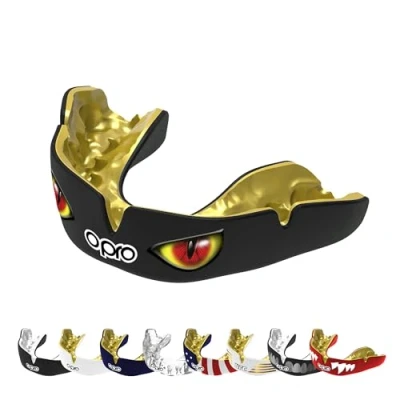 Abbildung von OPRO Instant Custom Fit Mundschutz, revolutionäre Anpassungstechnologie für ultimativen Komfort und Schutz, Zahnschutz Rugby, Boxen, Hockey, Kampfsport (Rote Augen, Erwachsene)