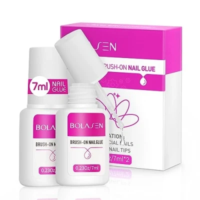 Abbildung von BOLASEN Nagelkleber für Tips, mit Pinsel,Nagelkleber Extra Stark Nagelspitzen Falsche Acrylnägel,Nagelkunst, Naturnägel,Strasssteine 2 * 7ml