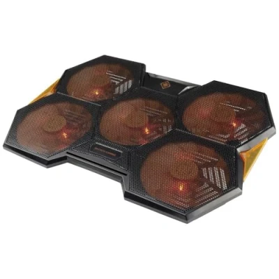Abbildung von Deltaco Gaming Laptop Kühler Lüfter Notebook Kühlung, Laptopkühler Cooling Unterlage, PC Cooler mit USB, belüfteter Ständer verstellbar, Kühlplatte 17 Zoll Schwarz/Orange, 1000 1300 U/min, GAM 072
