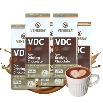 Abbildung von VENESSA VDC 9 Trinkschokolade 5 x 1kg, 9% Premium Kakao und Milchanteil, Kakaopulver für Gastro, Vending Automaten, leicht süß, angenehm