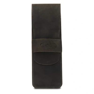 Abbildung von Londo Echtes Leder Retro Stift und Bleistift Fall Metall Snap Verschluss, Pouch Schreibwaren Tasche