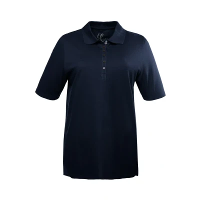 Abbildung von Ulla Popken Damen Basic Poloshirt T Shirts, Blauschwarz, 46 48 EU