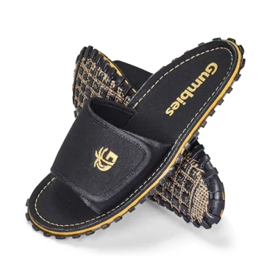Abbildung von Gumbies Strider Slides in Black Pantolette aus recycelten Materialien »in farbenfrohen Designs«