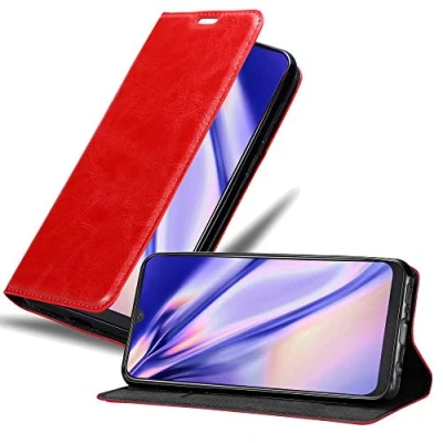 Abbildung von Cadorabo Hülle kompatibel mit Samsung Galaxy A50 4G / A50s A30s aus Kunst Leder Flip Klappbare Magnetische [Standfunktion] [Kartenfächern] Cover für Tasche in Rot