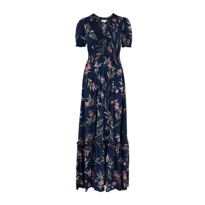 Abbildung von Apricot Watercolor Floral Maxikleid, Damen, Größe: XS, Navy