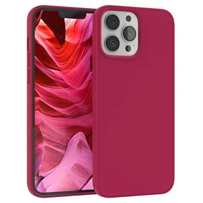 Abbildung von EAZY CASE Premium Silikon Handyhülle kompatibel mit iPhone 13 Pro Max, Slimcover Kameraschutz und Innenfutter, Silikonhülle, Schutzhülle, Bumper, Handy Case, Hülle, Softcase, Beere