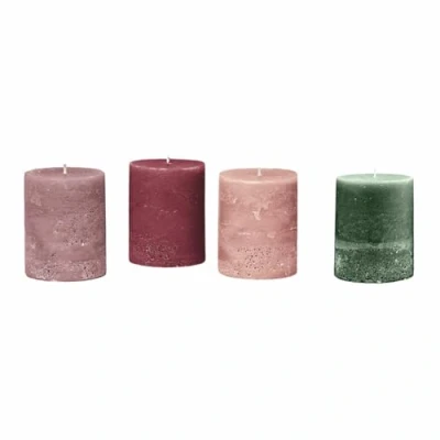 Abbildung von Loberon Kerze 4er Set Virrans, Handgearbeitete Echtwachskerzen, Durchgefärbt, Lange Brenndauer, Adventskerzen, Adventskranz, Stumpenkerzen, Paraffinwachs, bunt